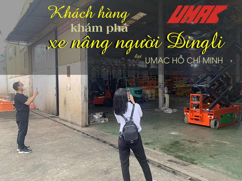 Khách hàng khám phá xe nâng người Dingli tại UMAC Hồ Chí Minh