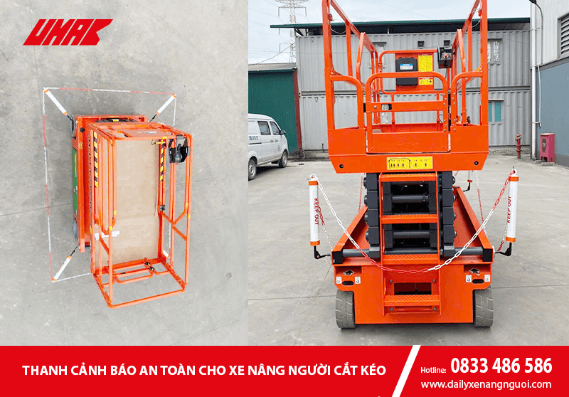 Thanh cảnh báo an toàn cho xe nâng người cắt kéo